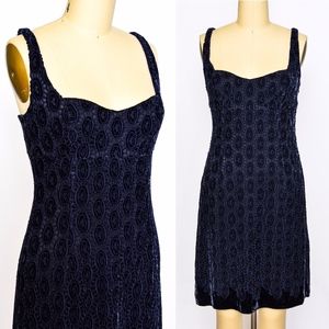Elie Tahari Navy Blue Velvet Lace Mini Dress sz 4